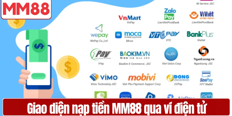 Giao diện lựa chọn phương thức nạp tiền MM88 trên hệ thống